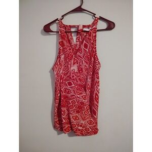 New York & Company Women's Red and White Sleeveless Blouse Size Small